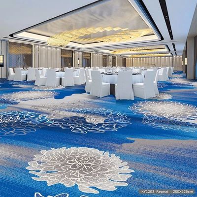 Tappeto con supporto di giuta Tapis Oro Blu Nylon Stampato Incendiproof Sala da banchetto Hotel