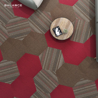 Decorativo Disegno Colorato Piastrelle di tappeto esagonale lavabili in nylon ignifugo