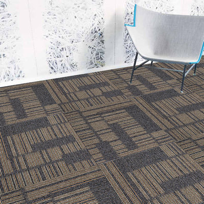 Commercial Cut Pile Nylon Carpet Tile Square Striped Pattern per uffici e hotel