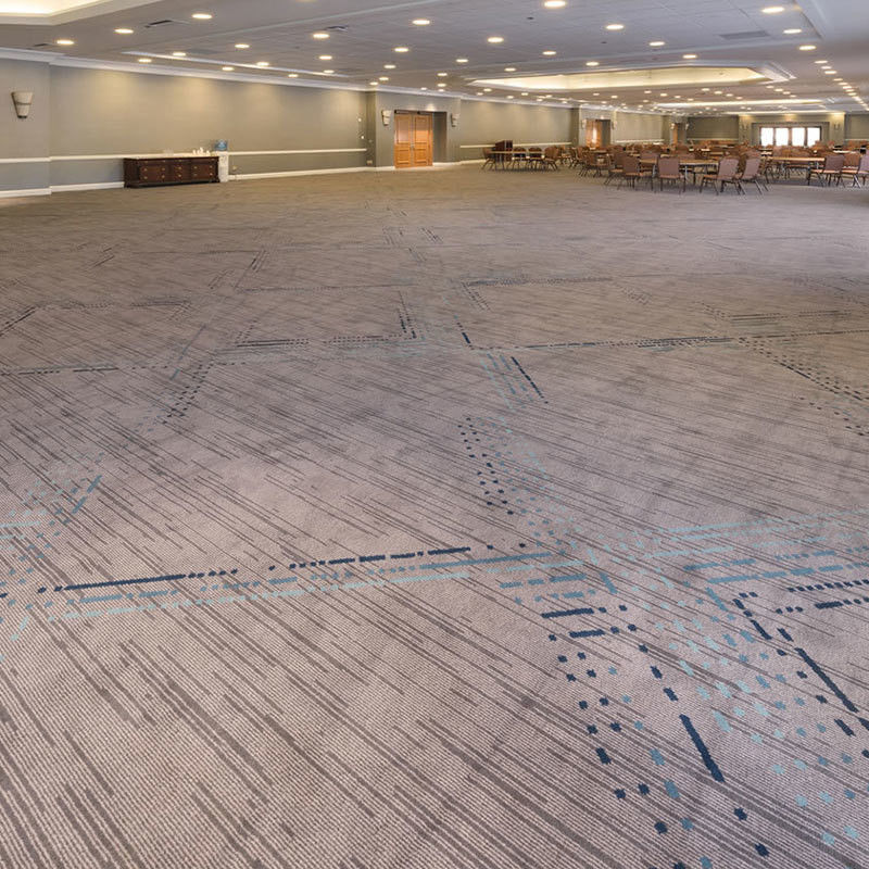 Tappeto di nylon da 2 x 4 metri a strisce blu a prova di fuoco per il corridoio dell'hotel